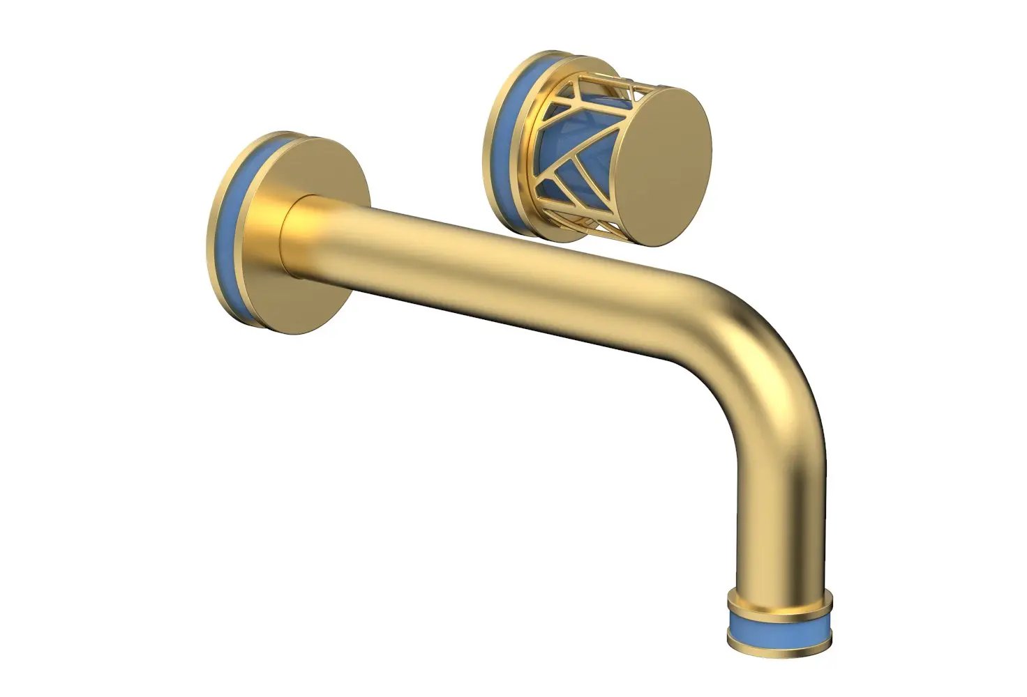 Phylrich JOLIE Single Handle Wall Lavatory Set - Round Handle "Light Blue" Accents by Phylrich