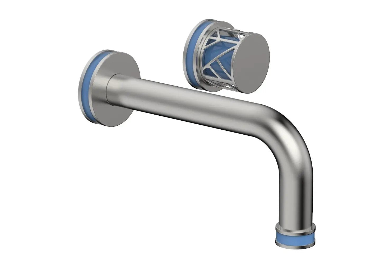 Phylrich JOLIE Single Handle Wall Lavatory Set - Round Handle "Light Blue" Accents by Phylrich