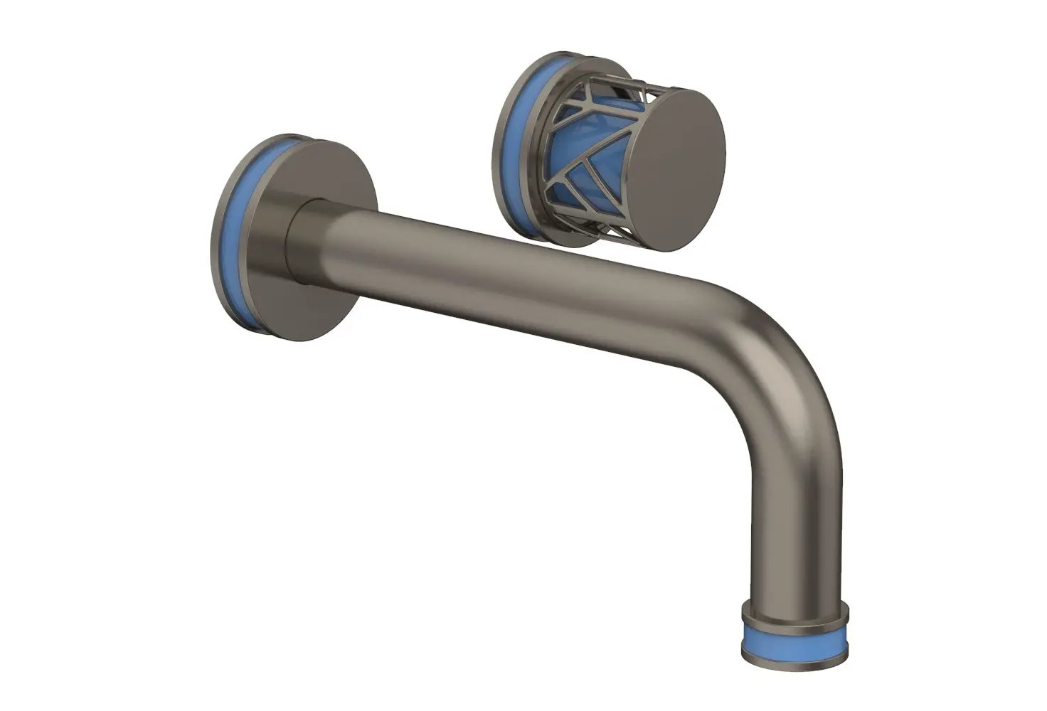 Phylrich JOLIE Single Handle Wall Lavatory Set - Round Handle "Light Blue" Accents by Phylrich