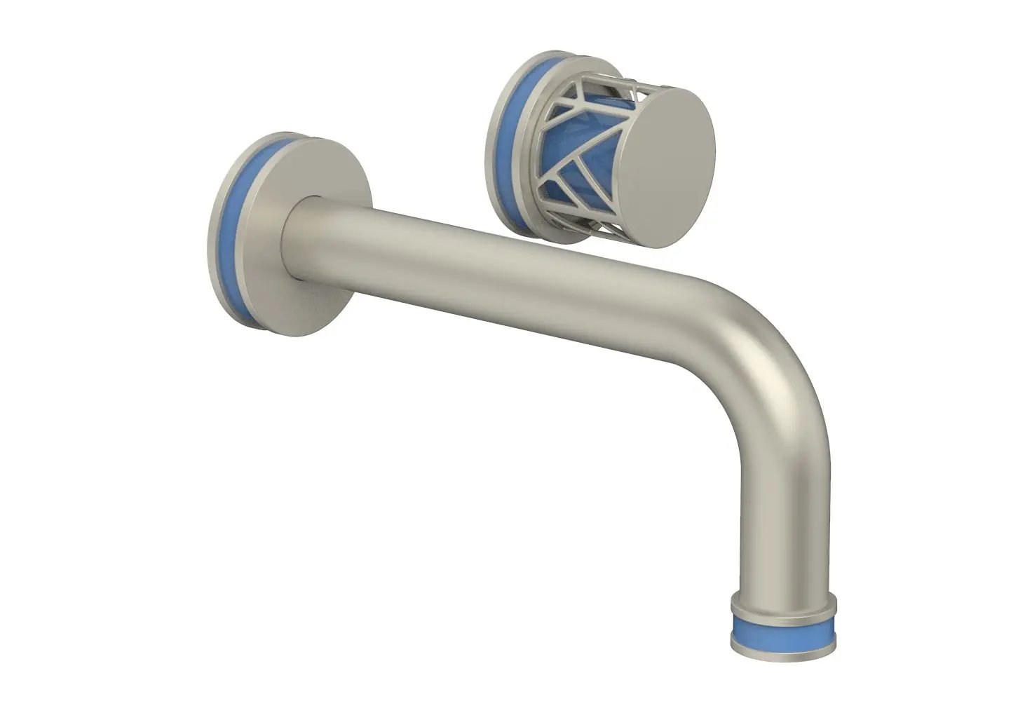 Phylrich JOLIE Single Handle Wall Lavatory Set - Round Handle "Light Blue" Accents by Phylrich