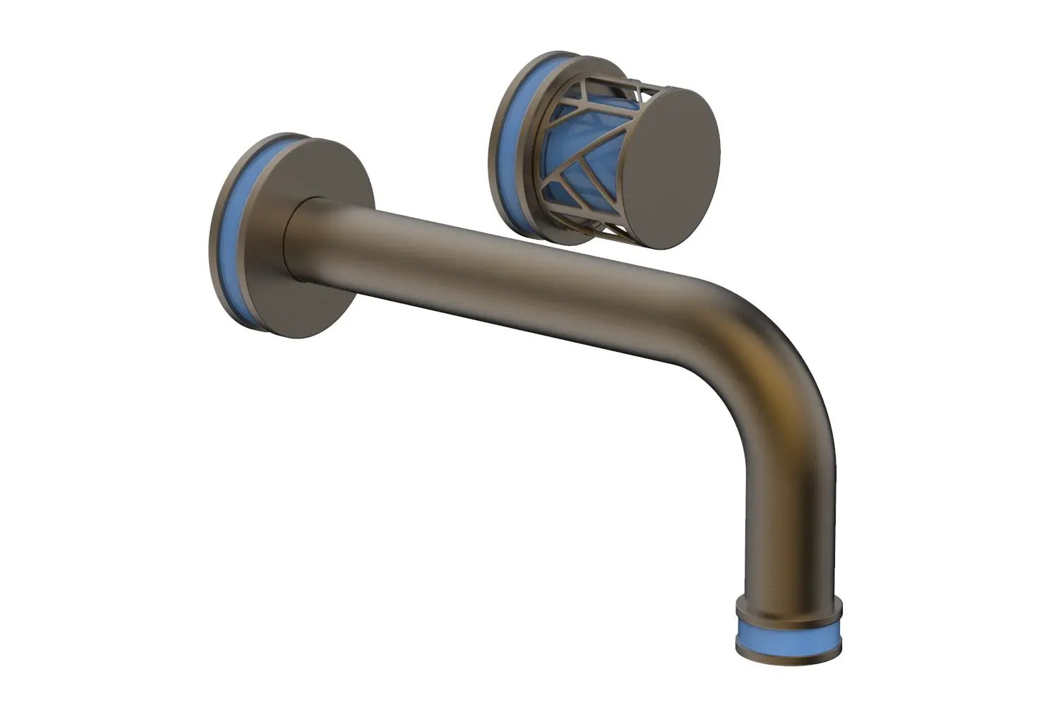 Phylrich JOLIE Single Handle Wall Lavatory Set - Round Handle "Light Blue" Accents by Phylrich