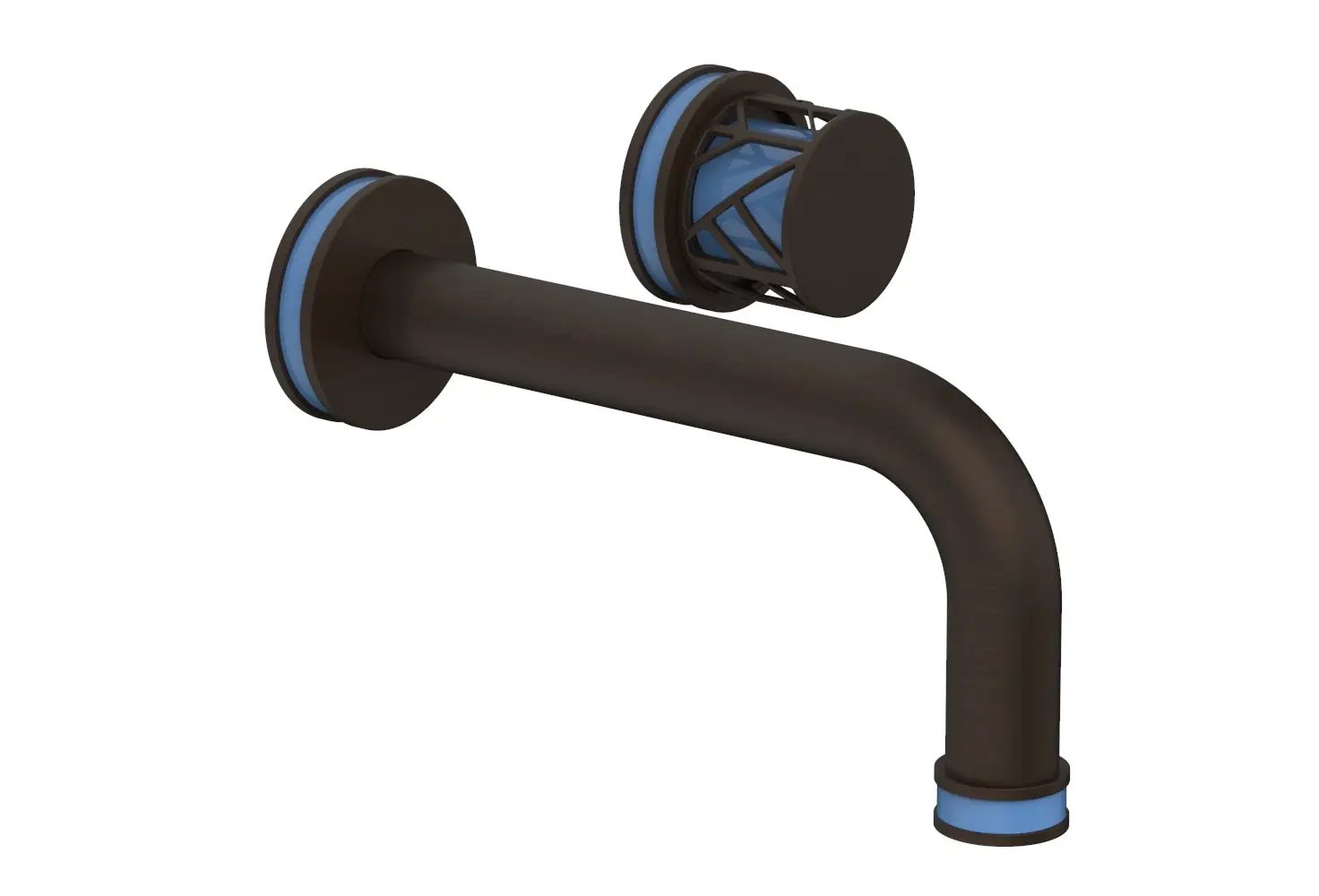 Phylrich JOLIE Single Handle Wall Lavatory Set - Round Handle "Light Blue" Accents by Phylrich