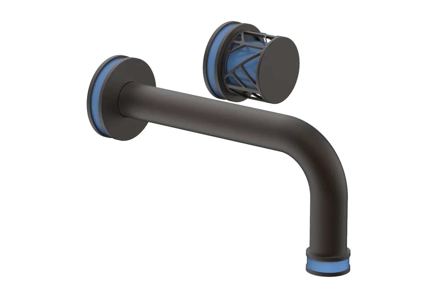 Phylrich JOLIE Single Handle Wall Lavatory Set - Round Handle "Light Blue" Accents by Phylrich