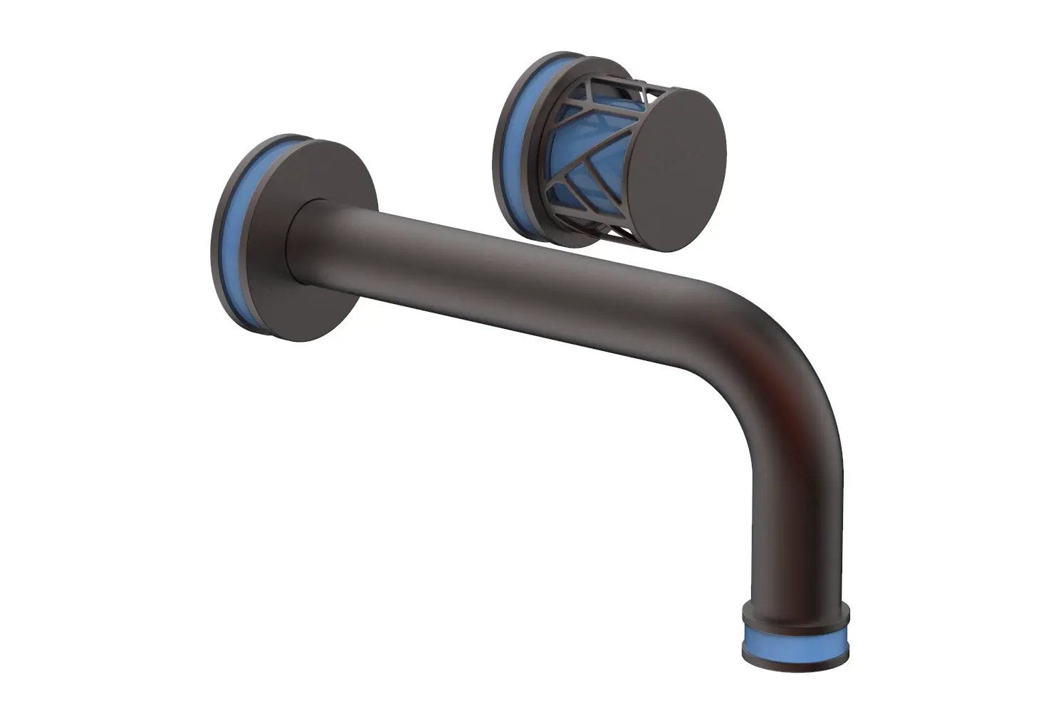 Phylrich JOLIE Single Handle Wall Lavatory Set - Round Handle "Light Blue" Accents by Phylrich