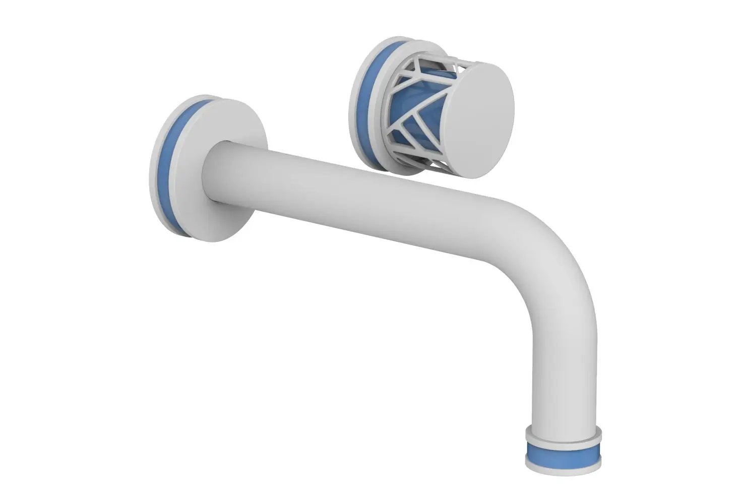 Phylrich JOLIE Single Handle Wall Lavatory Set - Round Handle "Light Blue" Accents by Phylrich