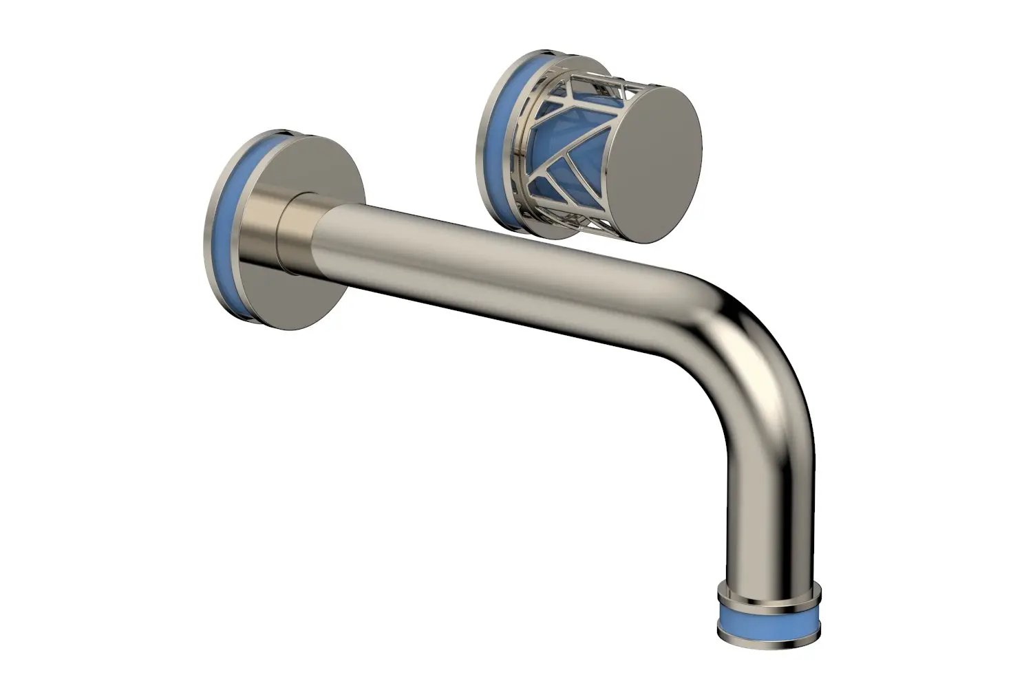 Phylrich JOLIE Single Handle Wall Lavatory Set - Round Handle "Light Blue" Accents by Phylrich