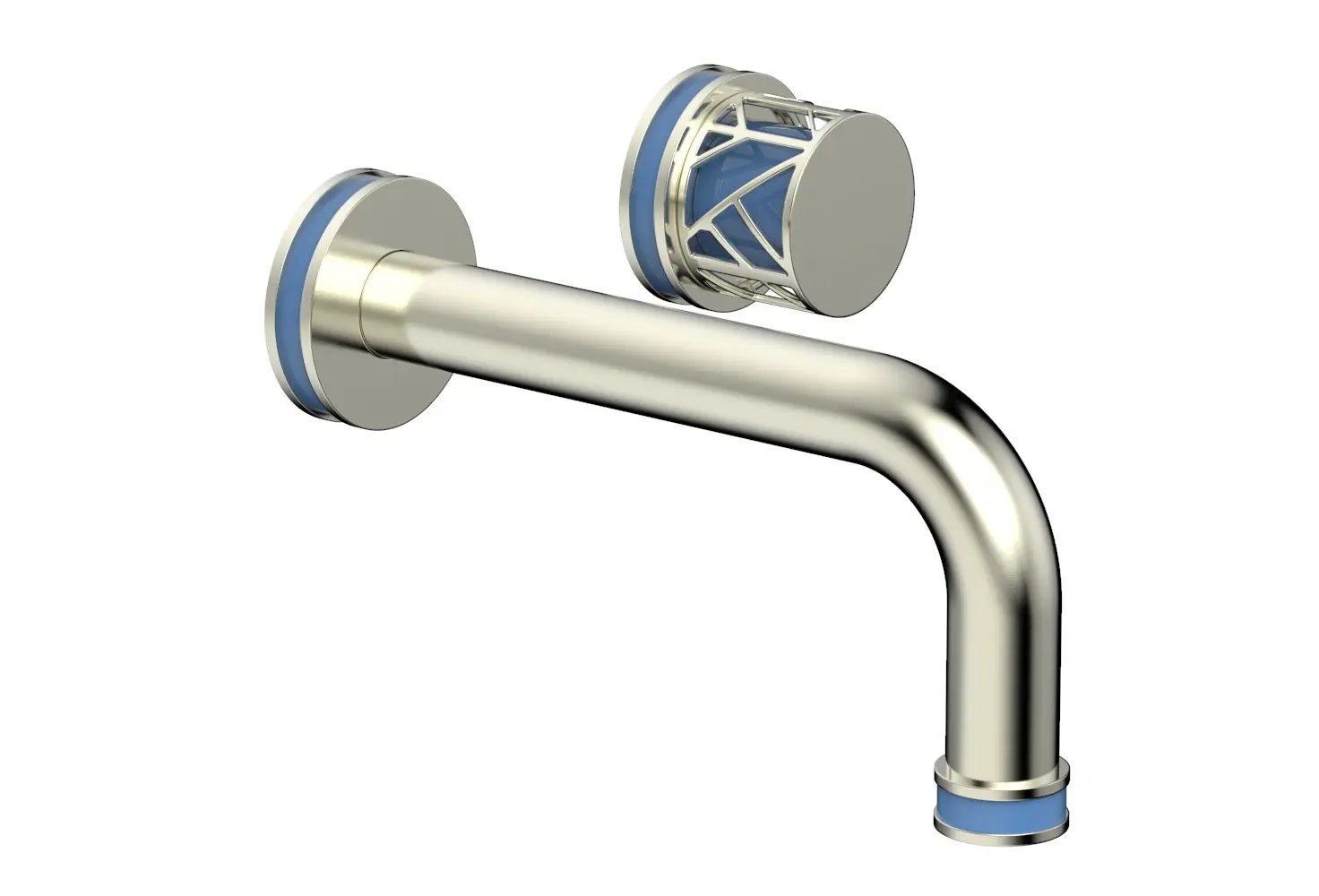 Phylrich JOLIE Single Handle Wall Lavatory Set - Round Handle "Light Blue" Accents by Phylrich