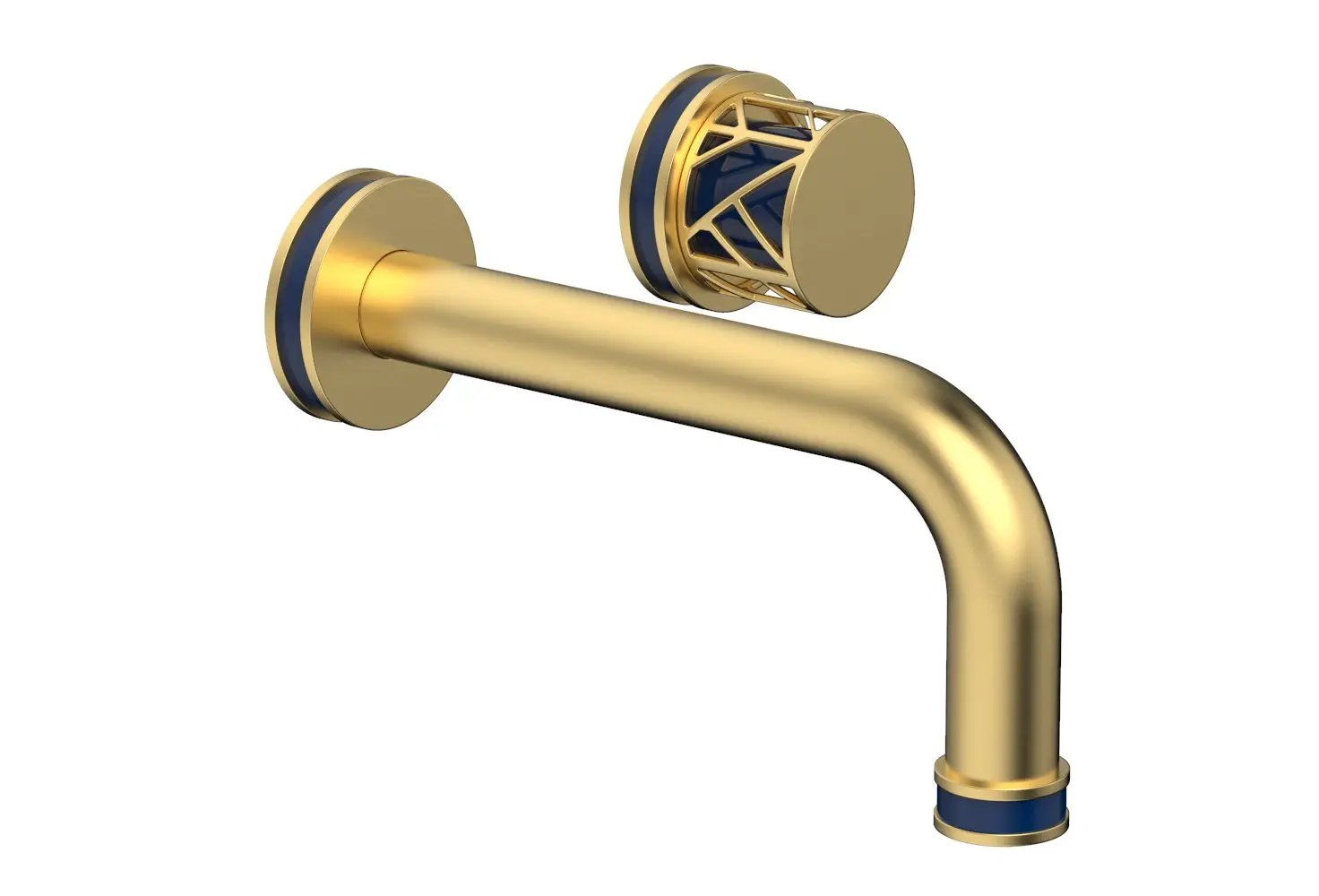 Phylrich JOLIE Single Handle Wall Lavatory Set - Round Handle "Navy Blue" Accents by Phylrich