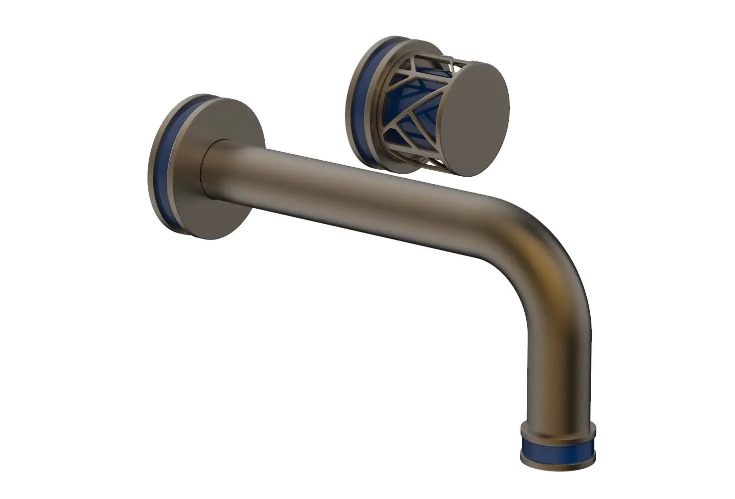 Phylrich JOLIE Single Handle Wall Lavatory Set - Round Handle "Navy Blue" Accents by Phylrich
