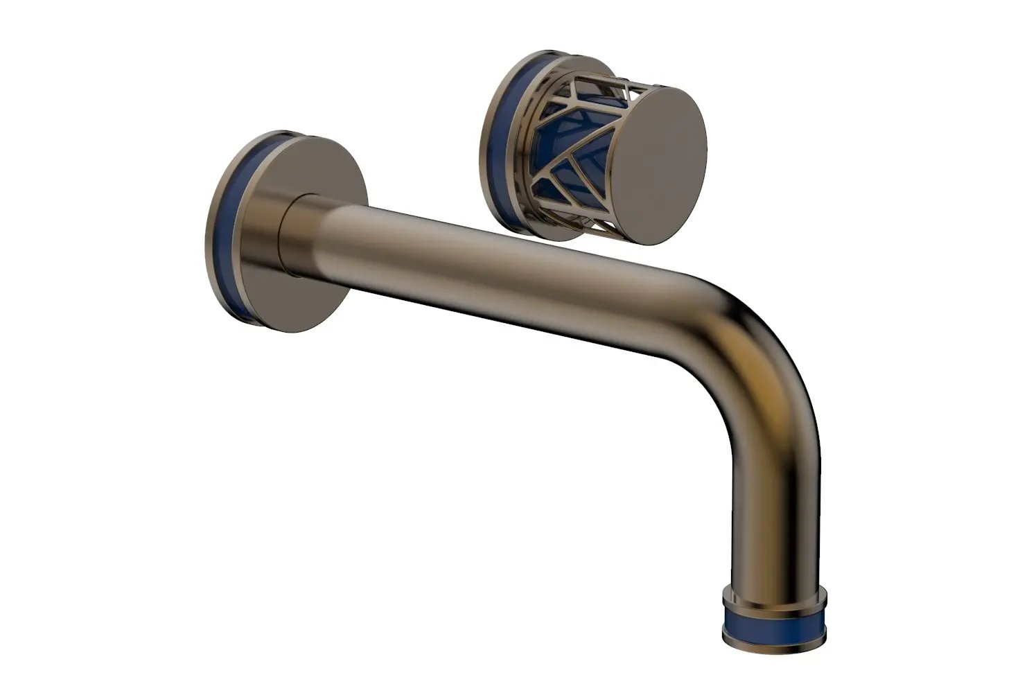Phylrich JOLIE Single Handle Wall Lavatory Set - Round Handle "Navy Blue" Accents by Phylrich