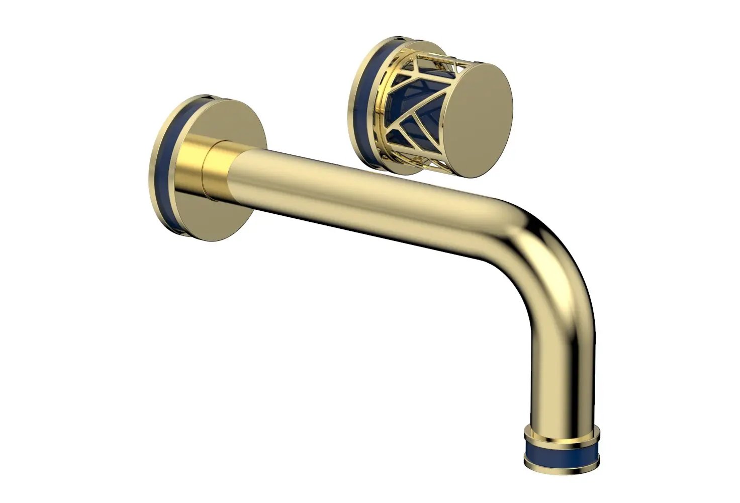 Phylrich JOLIE Single Handle Wall Lavatory Set - Round Handle "Navy Blue" Accents by Phylrich