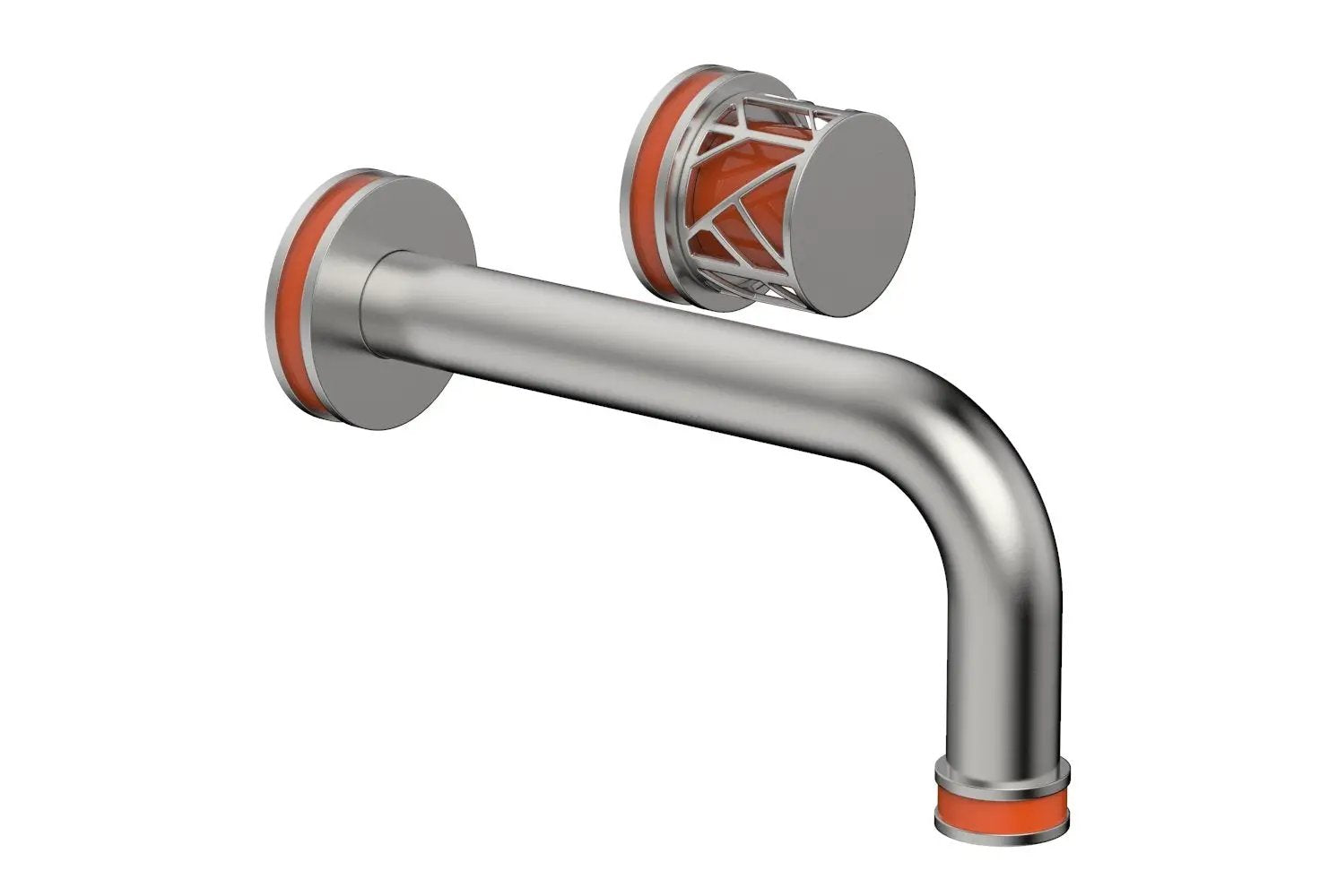 Phylrich JOLIE Single Handle Wall Lavatory Set - Round Handle "Orange" Accents by Phylrich