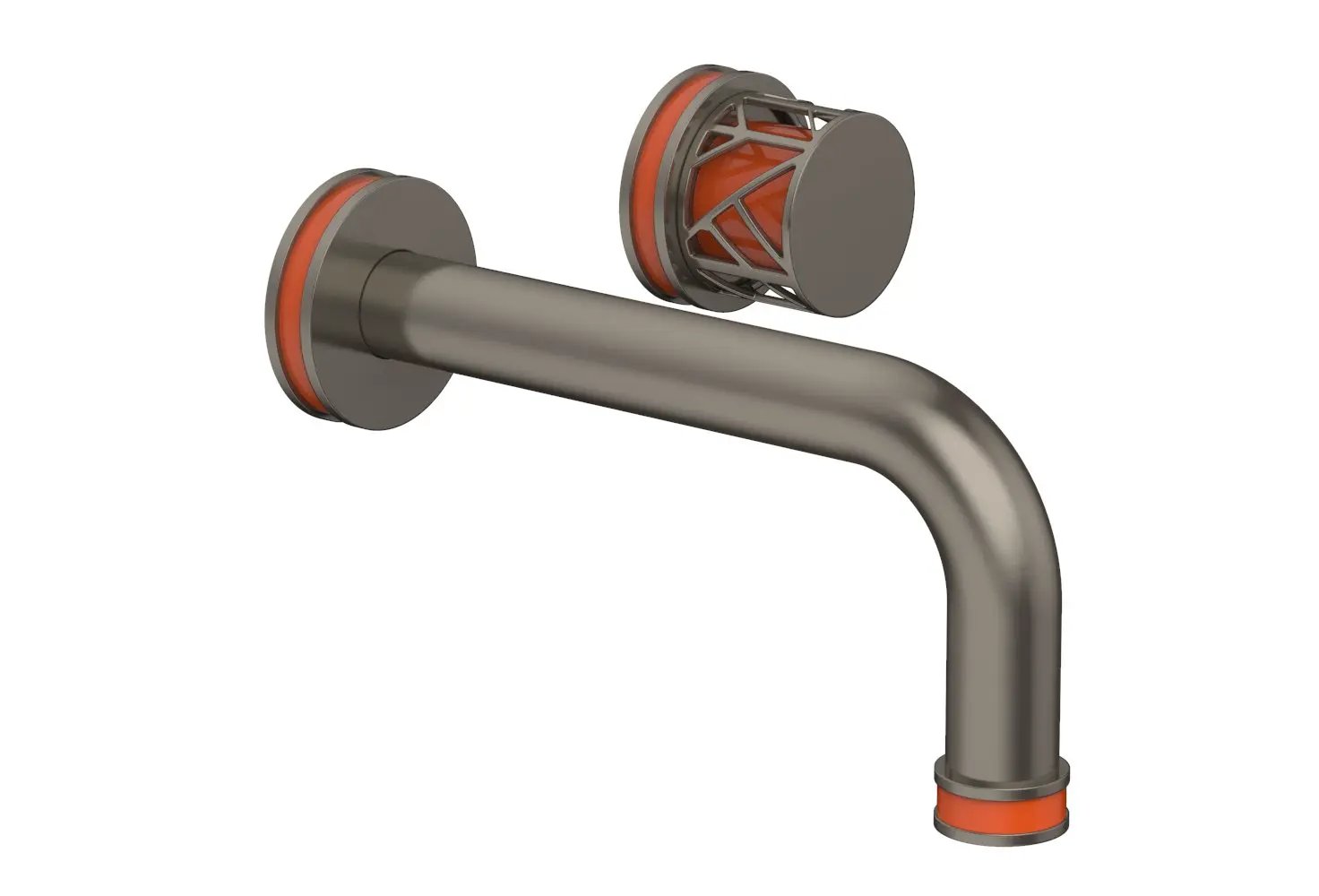Phylrich JOLIE Single Handle Wall Lavatory Set - Round Handle "Orange" Accents by Phylrich
