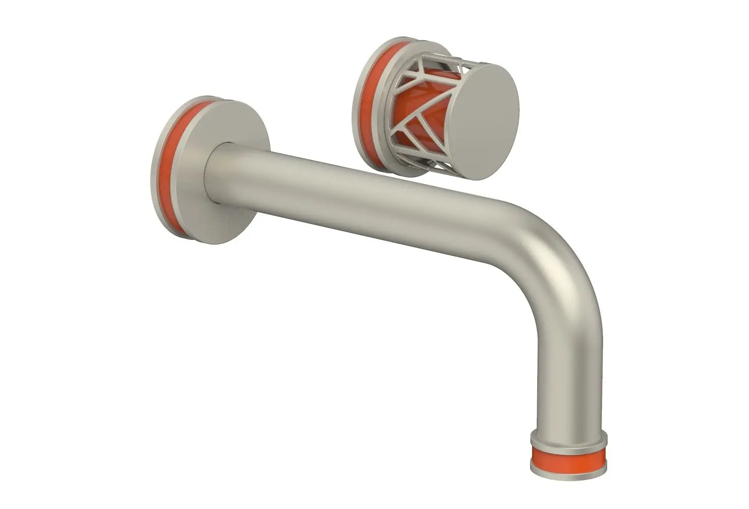 Phylrich JOLIE Single Handle Wall Lavatory Set - Round Handle "Orange" Accents by Phylrich