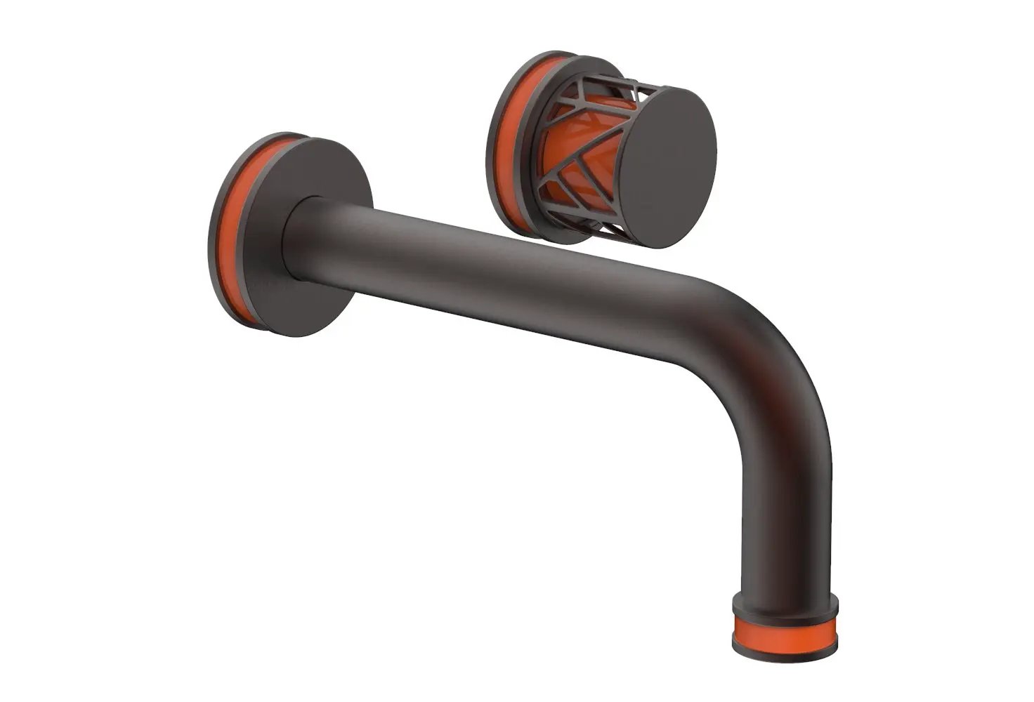 Phylrich JOLIE Single Handle Wall Lavatory Set - Round Handle "Orange" Accents by Phylrich