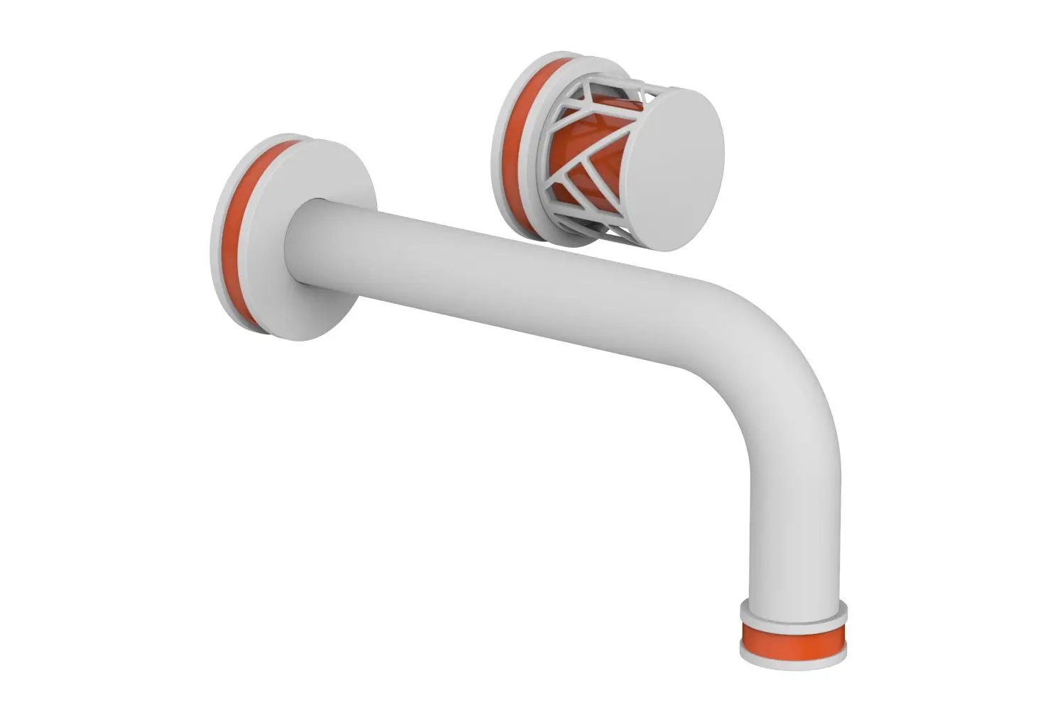 Phylrich JOLIE Single Handle Wall Lavatory Set - Round Handle "Orange" Accents by Phylrich