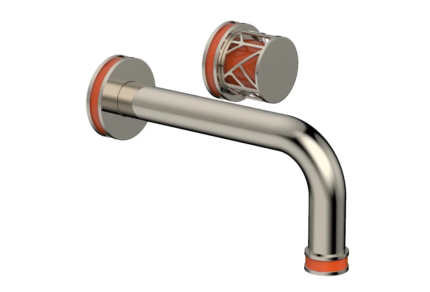 Phylrich JOLIE Single Handle Wall Lavatory Set - Round Handle "Orange" Accents by Phylrich