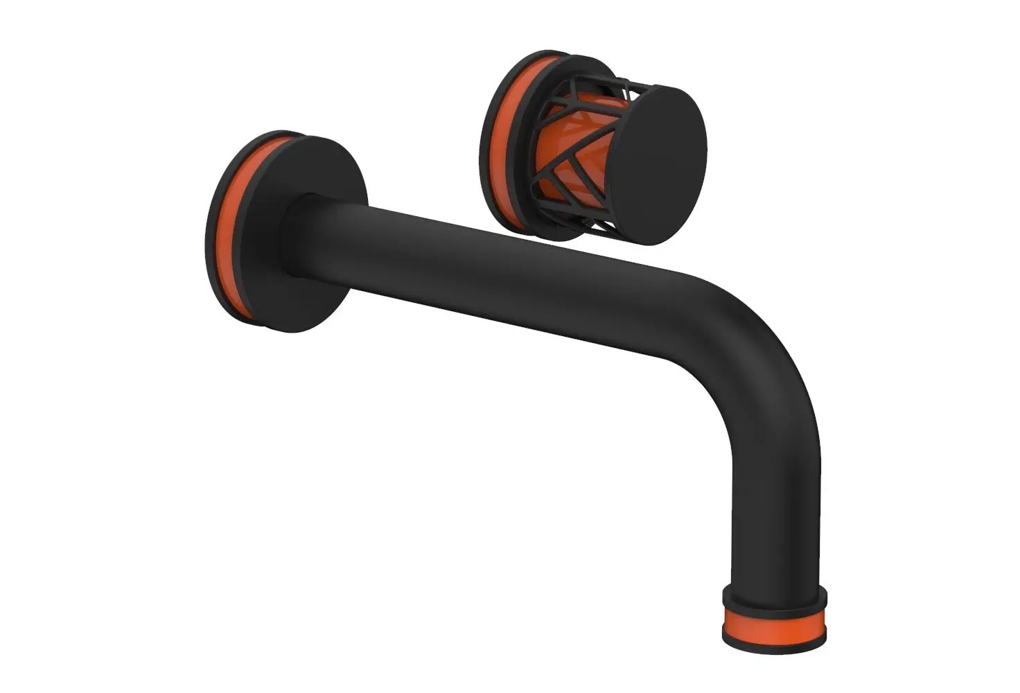 Phylrich JOLIE Single Handle Wall Lavatory Set - Round Handle "Orange" Accents by Phylrich