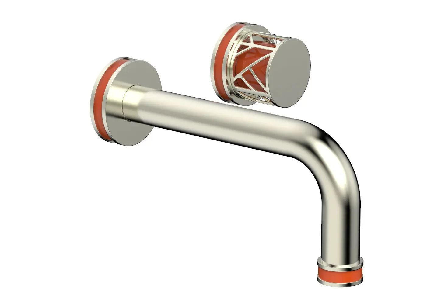 Phylrich JOLIE Single Handle Wall Lavatory Set - Round Handle "Orange" Accents by Phylrich
