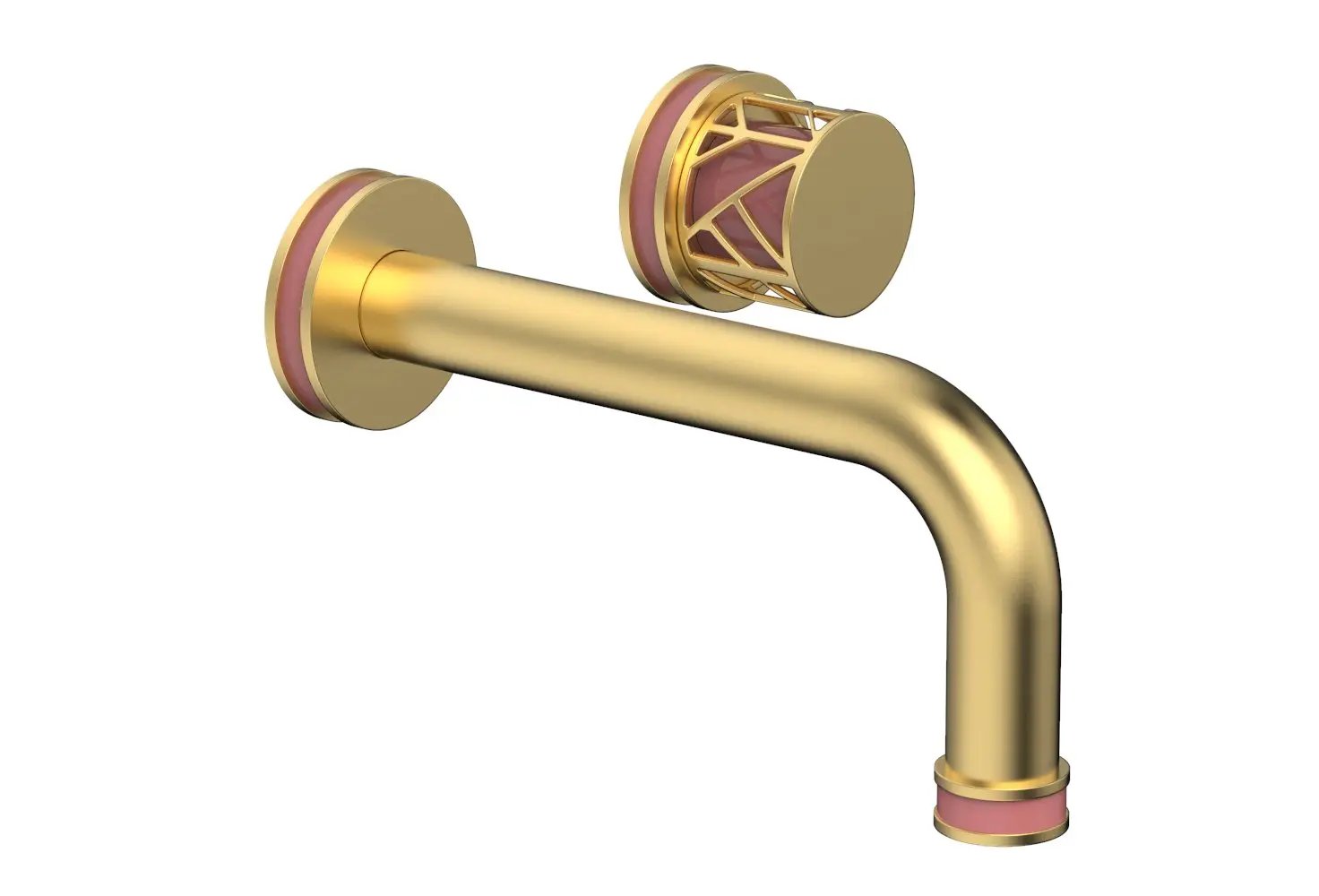 Phylrich JOLIE Single Handle Wall Lavatory Set - Round Handle "Pink" Accents by Phylrich