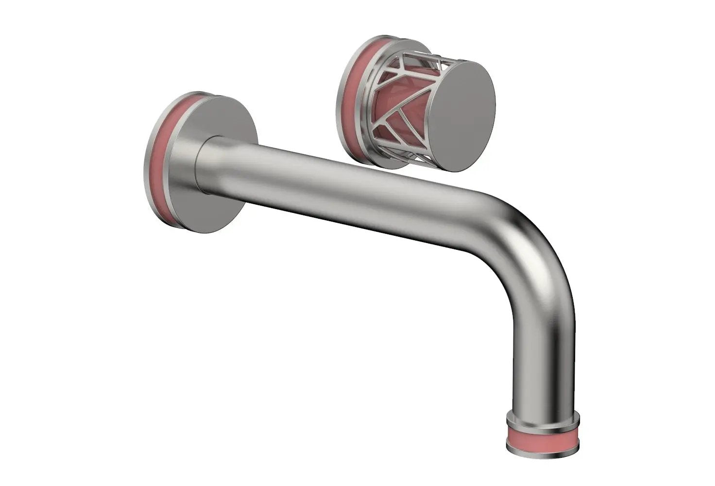 Phylrich JOLIE Single Handle Wall Lavatory Set - Round Handle "Pink" Accents by Phylrich