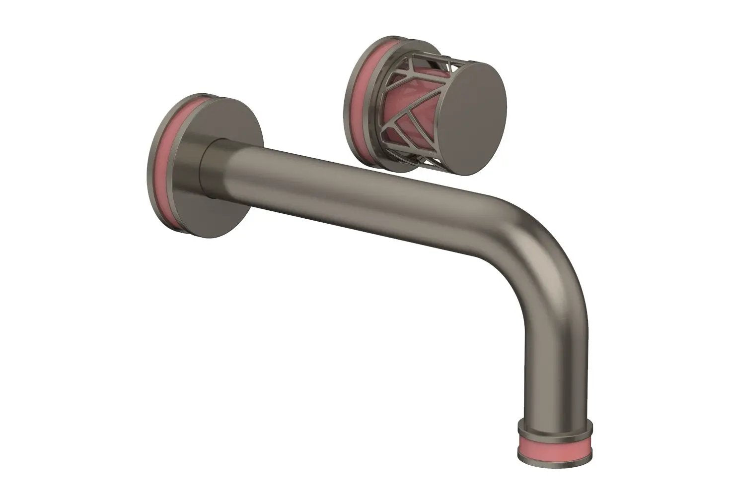 Phylrich JOLIE Single Handle Wall Lavatory Set - Round Handle "Pink" Accents by Phylrich