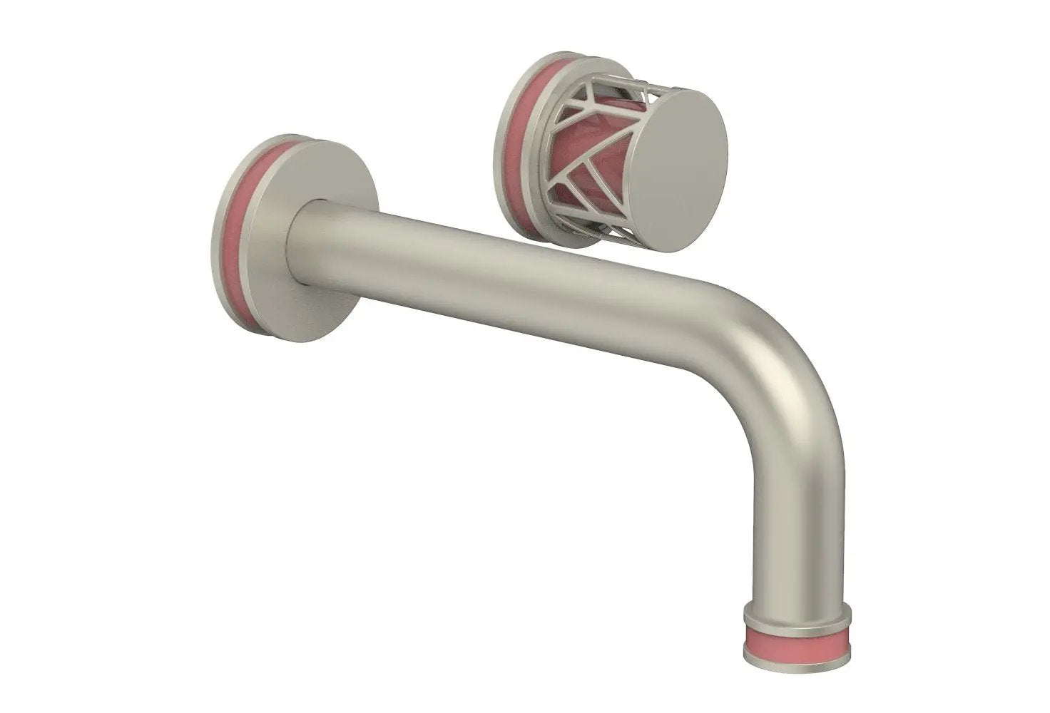 Phylrich JOLIE Single Handle Wall Lavatory Set - Round Handle "Pink" Accents by Phylrich