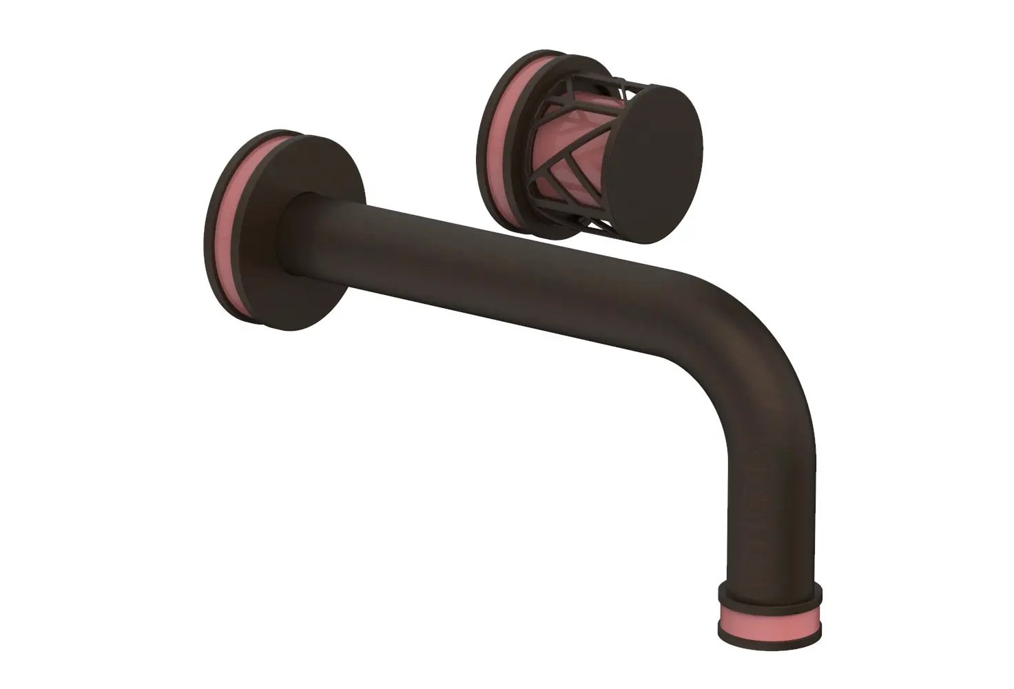 Phylrich JOLIE Single Handle Wall Lavatory Set - Round Handle "Pink" Accents by Phylrich