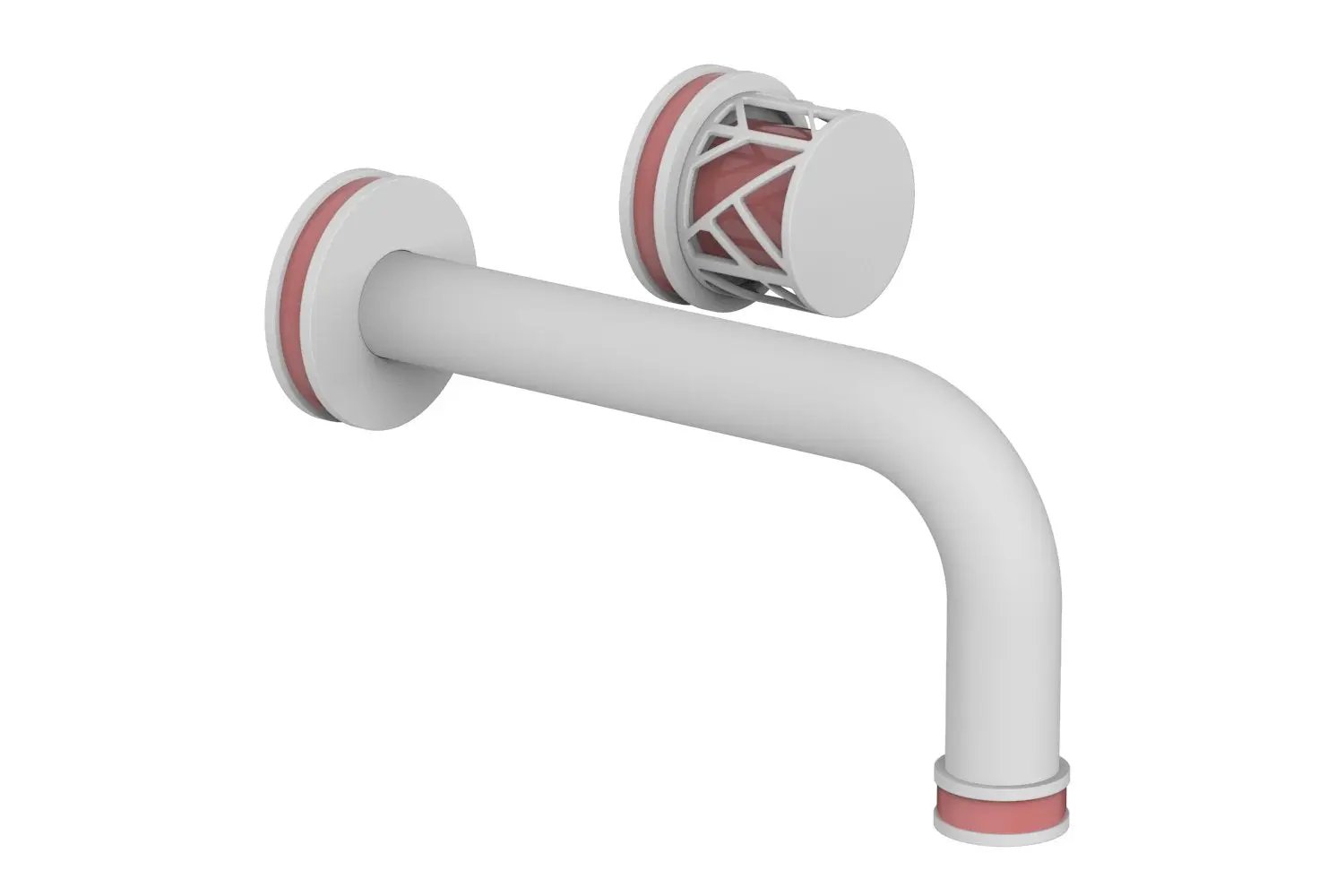 Phylrich JOLIE Single Handle Wall Lavatory Set - Round Handle "Pink" Accents by Phylrich