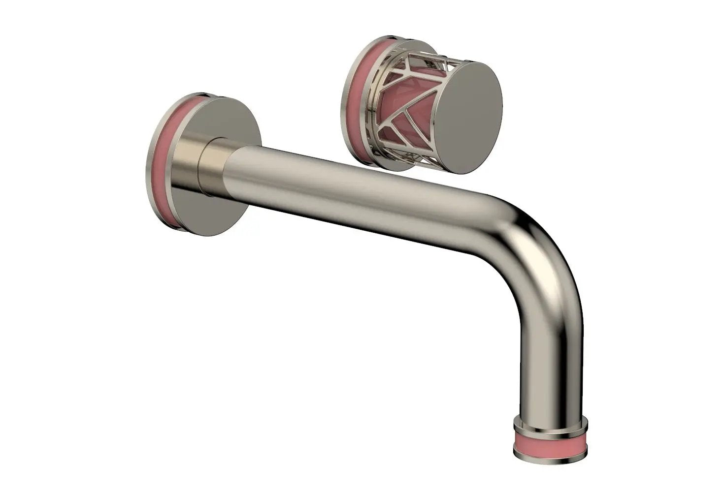 Phylrich JOLIE Single Handle Wall Lavatory Set - Round Handle "Pink" Accents by Phylrich