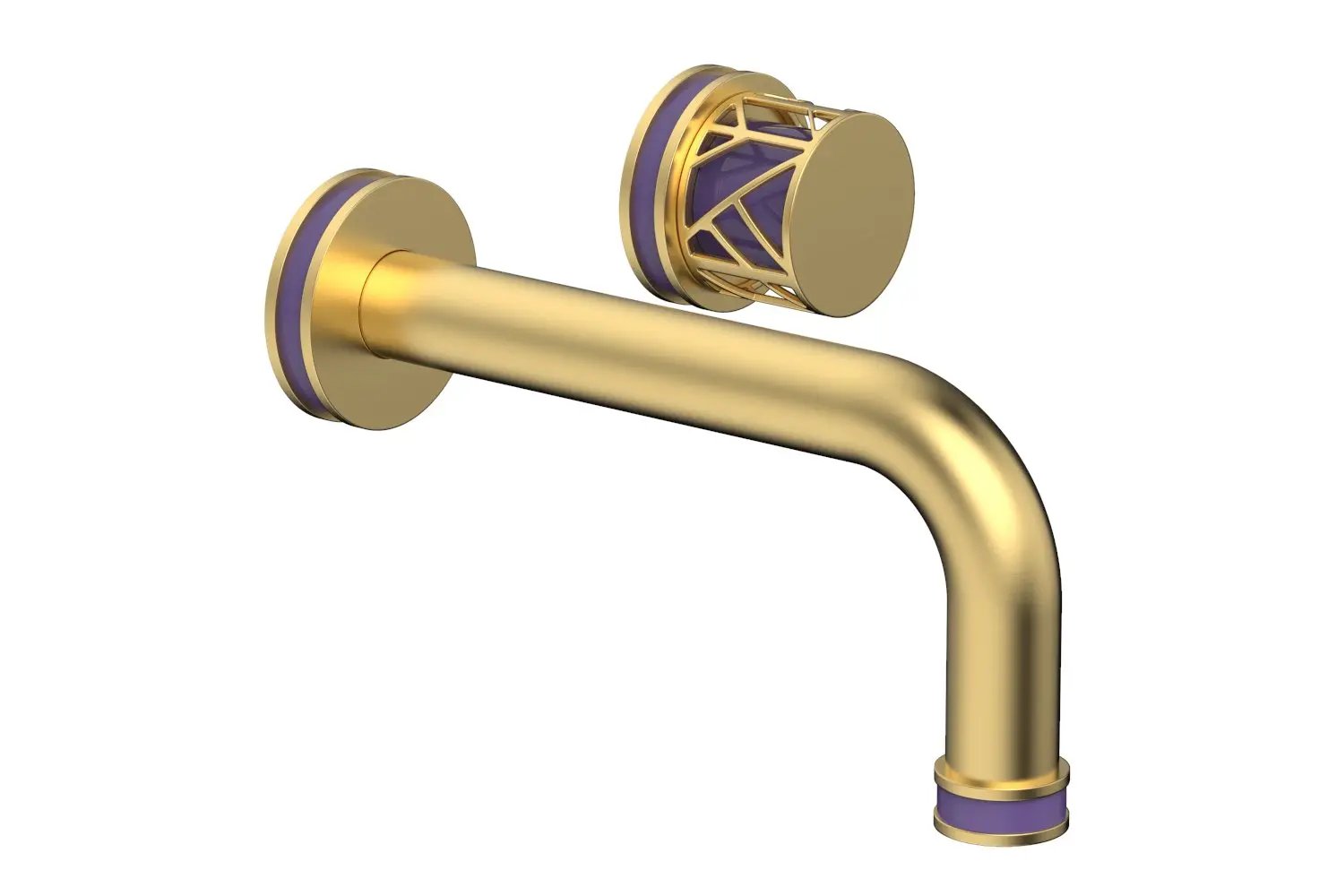 Phylrich JOLIE Single Handle Wall Lavatory Set - Round Handle "Purple" Accents by Phylrich
