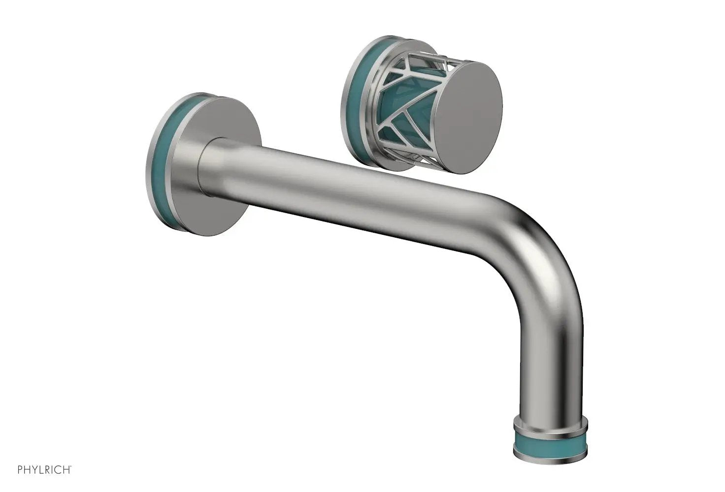 Phylrich JOLIE Single Handle Wall Lavatory Set - Round Handle "Turquoise" Accents by Phylrich