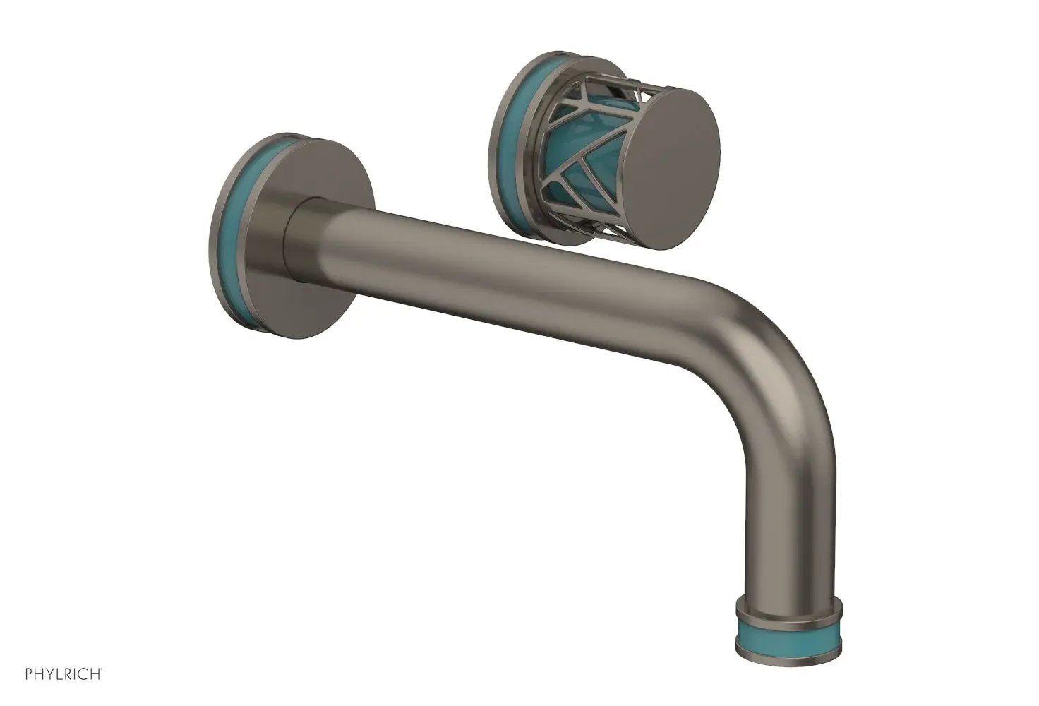 Phylrich JOLIE Single Handle Wall Lavatory Set - Round Handle "Turquoise" Accents by Phylrich
