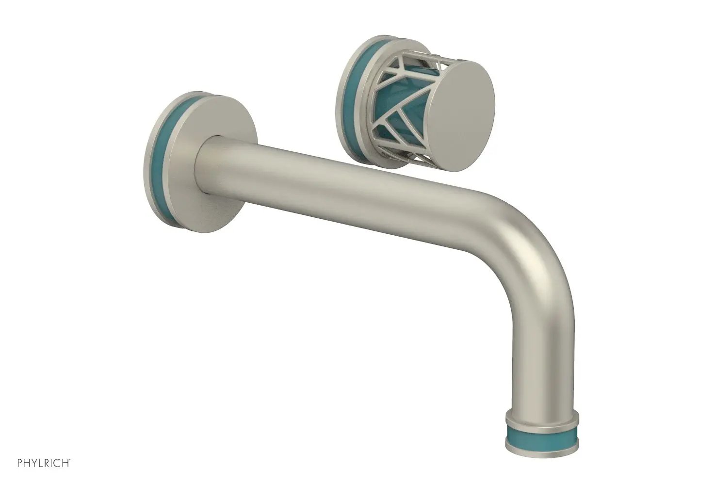Phylrich JOLIE Single Handle Wall Lavatory Set - Round Handle "Turquoise" Accents by Phylrich