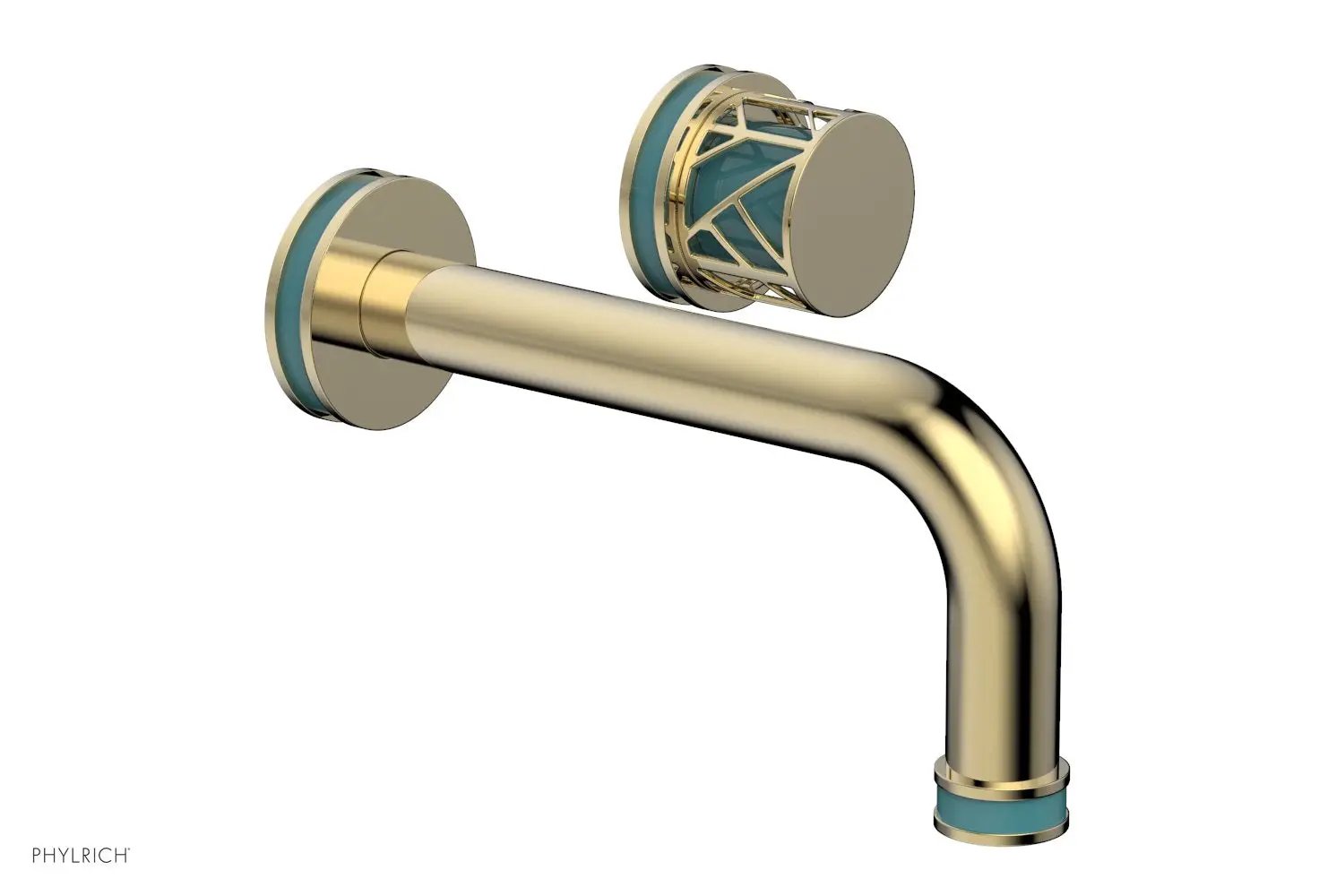 Phylrich JOLIE Single Handle Wall Lavatory Set - Round Handle "Turquoise" Accents by Phylrich