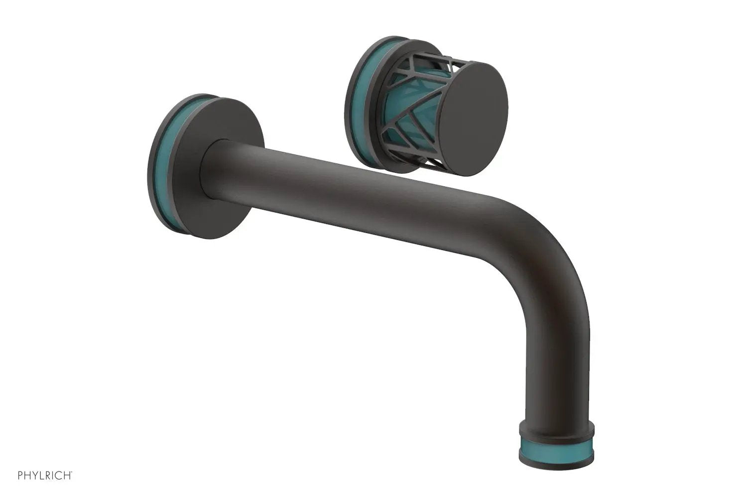 Phylrich JOLIE Single Handle Wall Lavatory Set - Round Handle "Turquoise" Accents by Phylrich