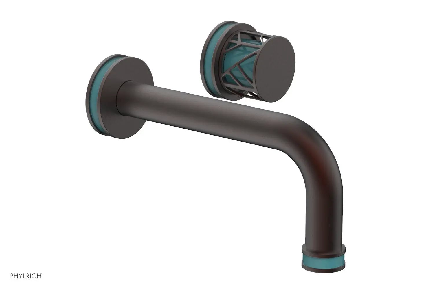 Phylrich JOLIE Single Handle Wall Lavatory Set - Round Handle "Turquoise" Accents by Phylrich