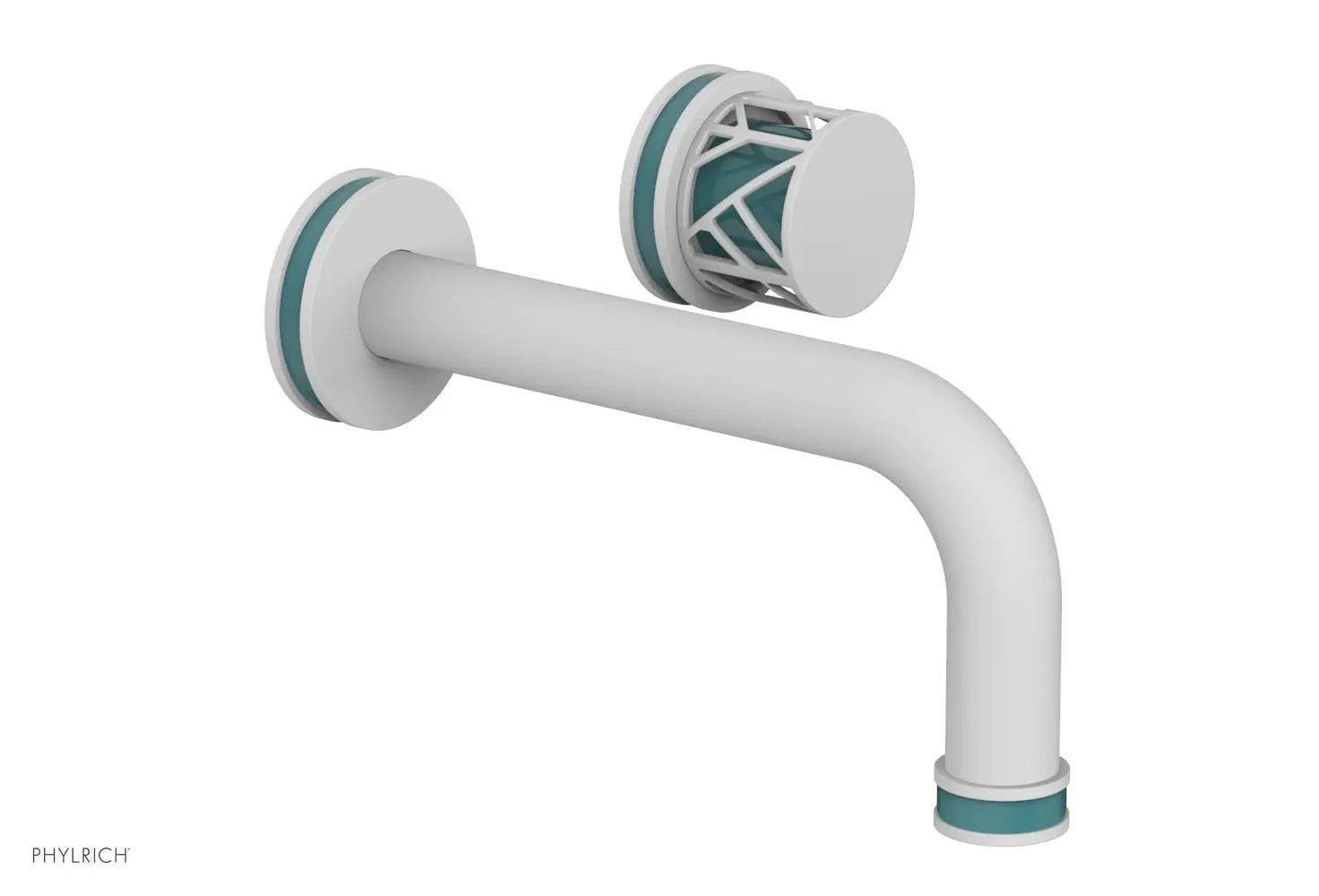 Phylrich JOLIE Single Handle Wall Lavatory Set - Round Handle "Turquoise" Accents by Phylrich
