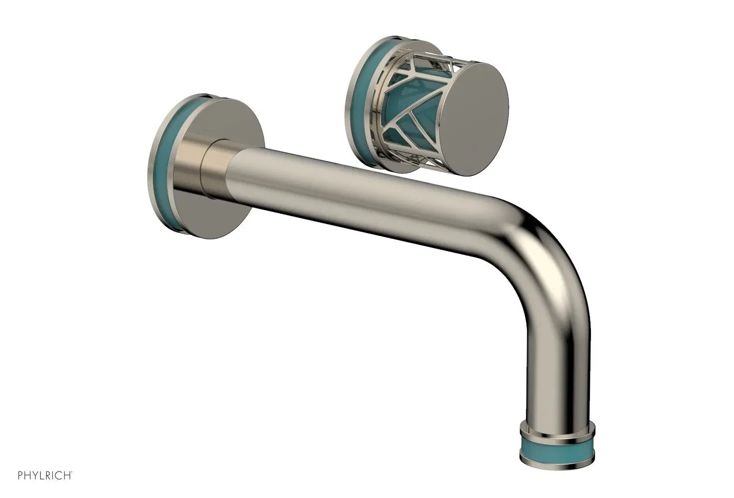 Phylrich JOLIE Single Handle Wall Lavatory Set - Round Handle "Turquoise" Accents by Phylrich