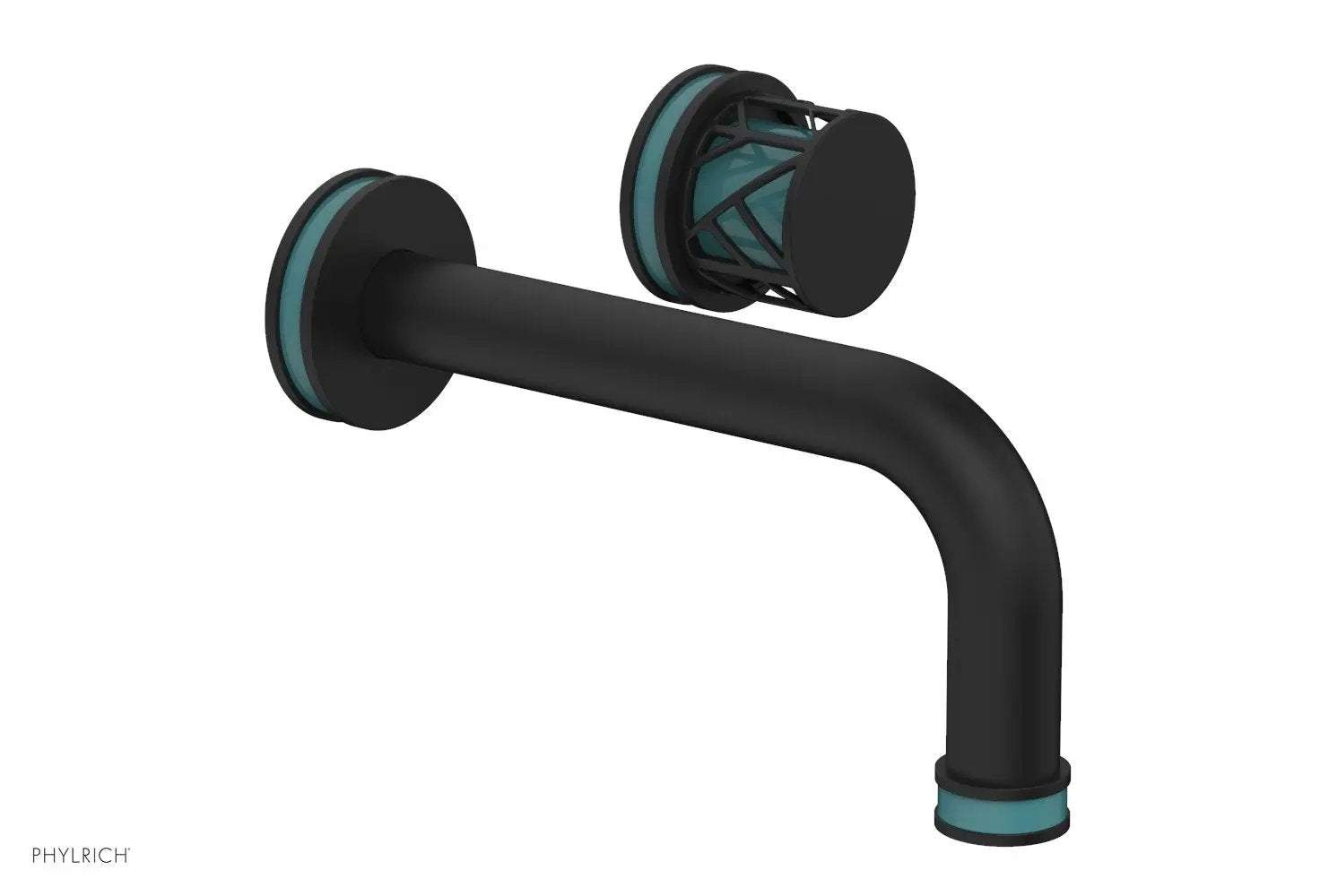 Phylrich JOLIE Single Handle Wall Lavatory Set - Round Handle "Turquoise" Accents by Phylrich