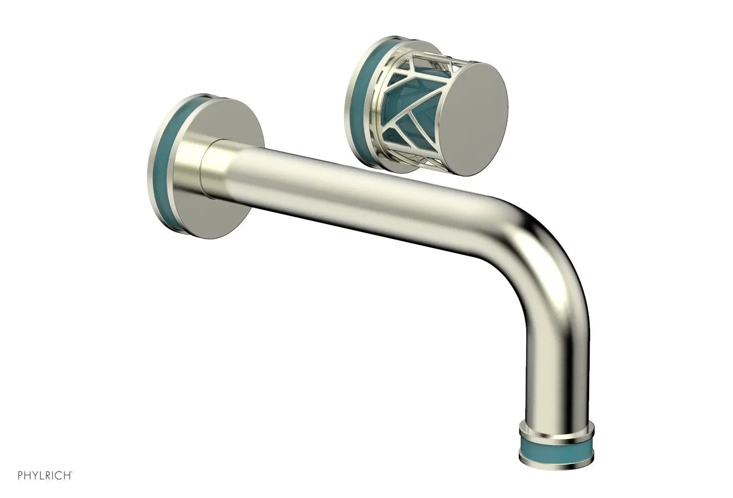 Phylrich JOLIE Single Handle Wall Lavatory Set - Round Handle "Turquoise" Accents by Phylrich