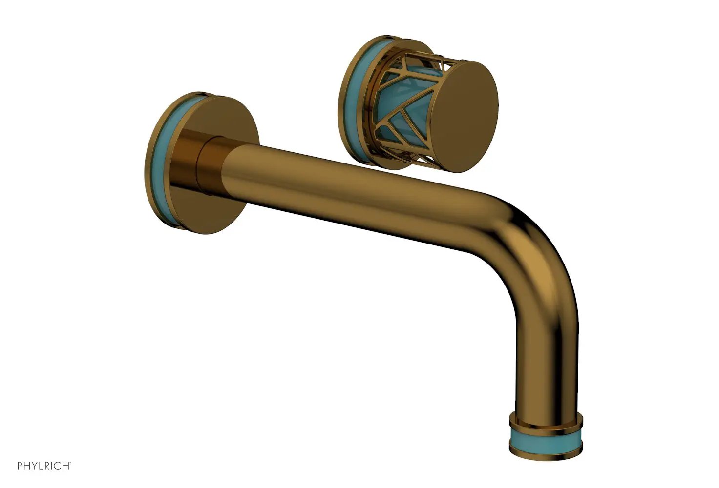 Phylrich JOLIE Single Handle Wall Lavatory Set - Round Handle "Turquoise" Accents by Phylrich