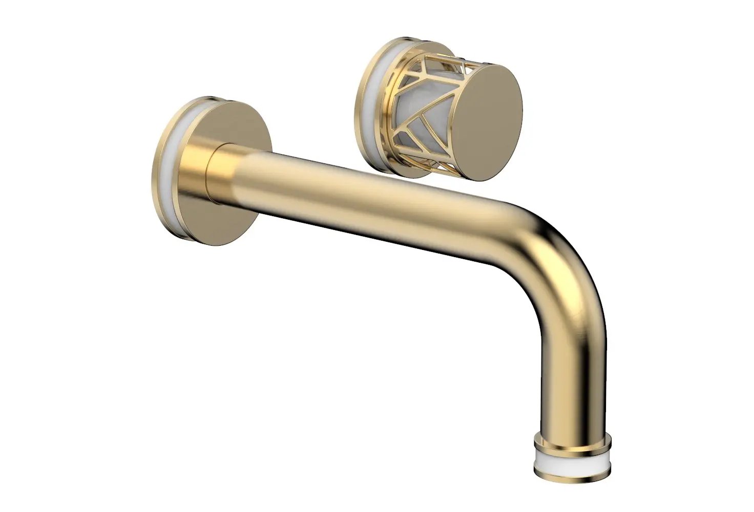 Phylrich JOLIE Single Handle Wall Lavatory Set - Round Handle "White" Accents by Phylrich