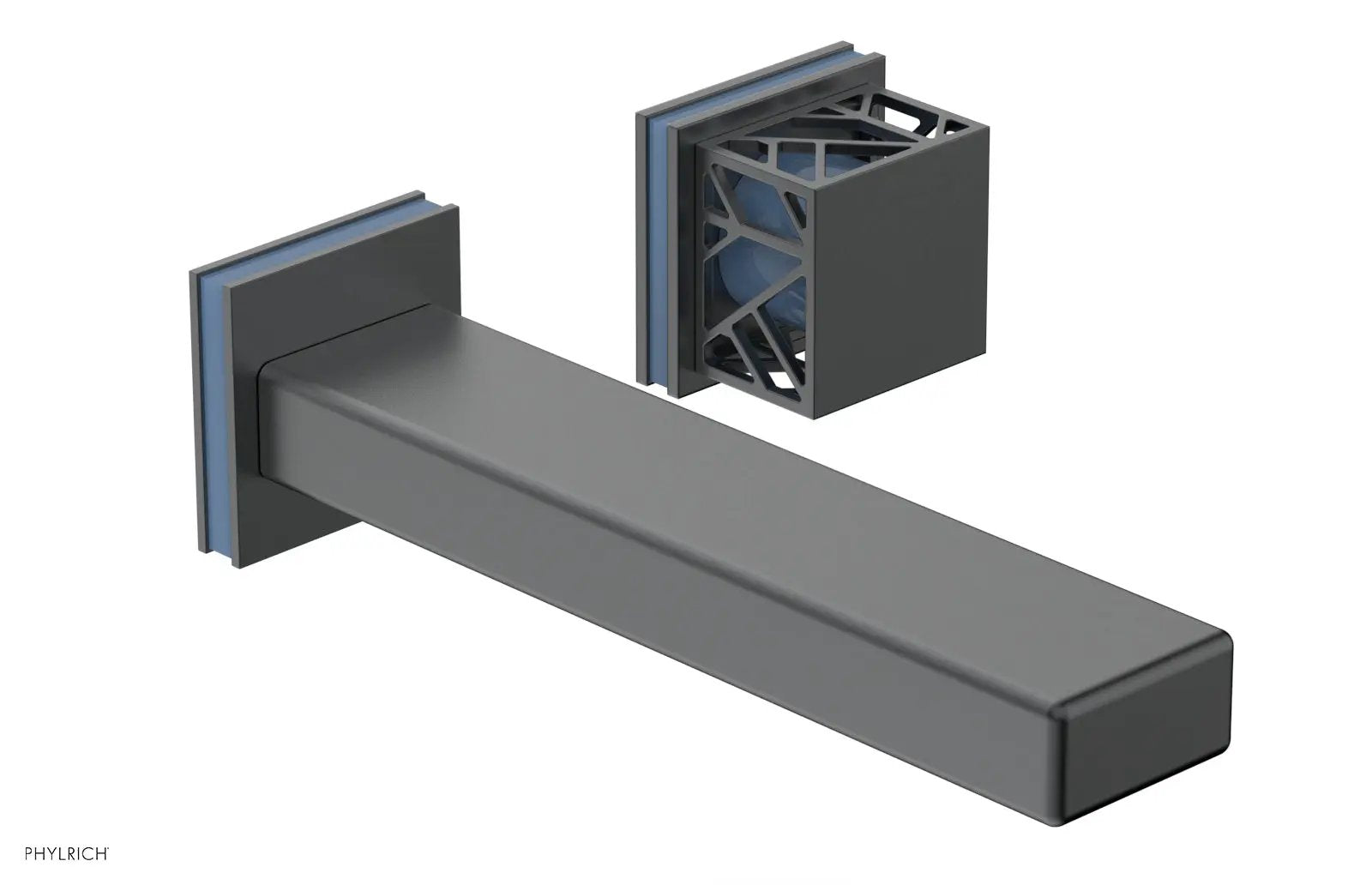 Phylrich JOLIE Single Handle Wall Lavatory Set - Square Handle "Light Blue" Accents by Phylrich