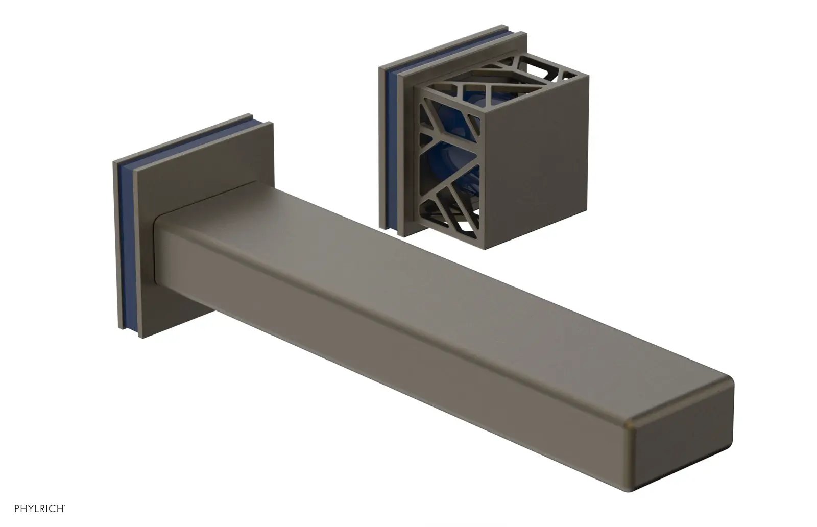 Phylrich JOLIE Single Handle Wall Lavatory Set - Square Handle "Navy Blue" Accents by Phylrich