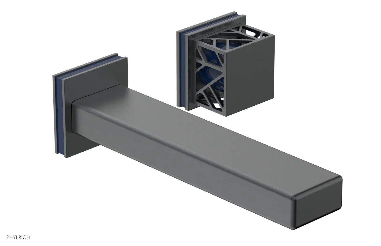 Phylrich JOLIE Single Handle Wall Lavatory Set - Square Handle "Navy Blue" Accents by Phylrich
