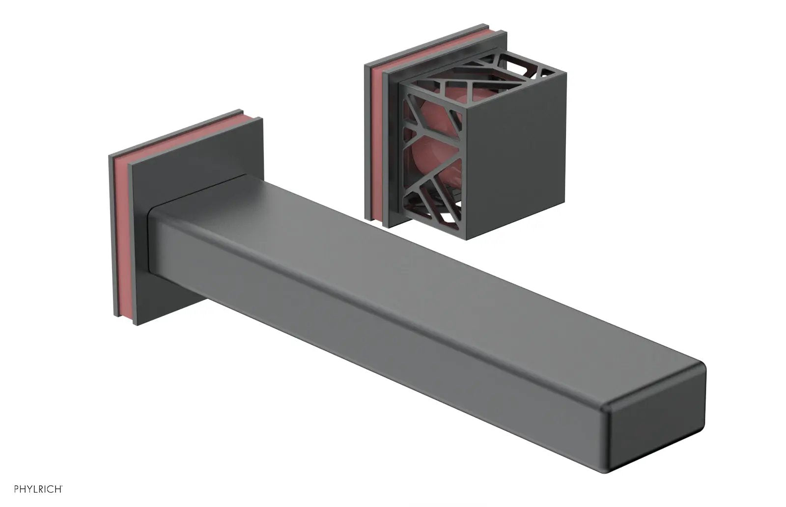 Phylrich JOLIE Single Handle Wall Lavatory Set - Square Handle "Pink" Accents by Phylrich