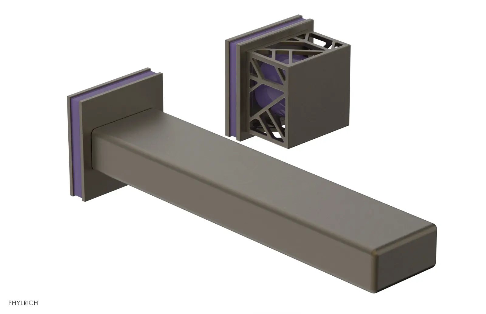 Phylrich JOLIE Single Handle Wall Lavatory Set - Square Handle "Purple" Accents by Phylrich