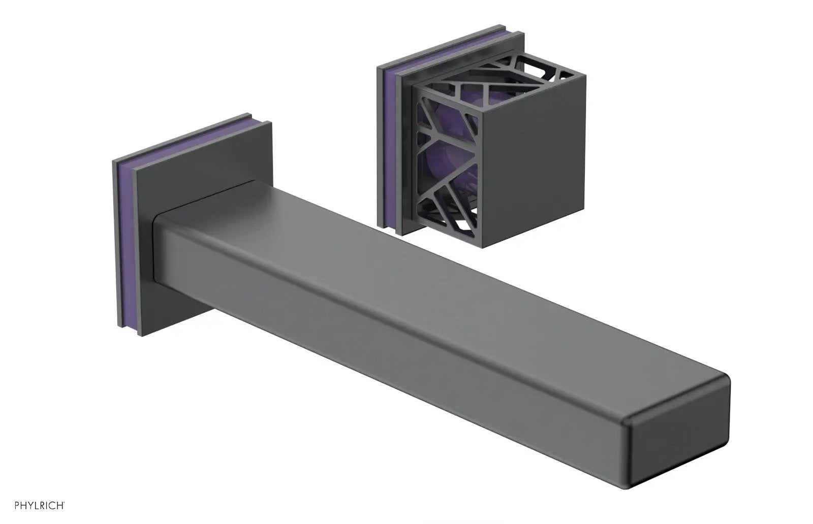 Phylrich JOLIE Single Handle Wall Lavatory Set - Square Handle "Purple" Accents by Phylrich