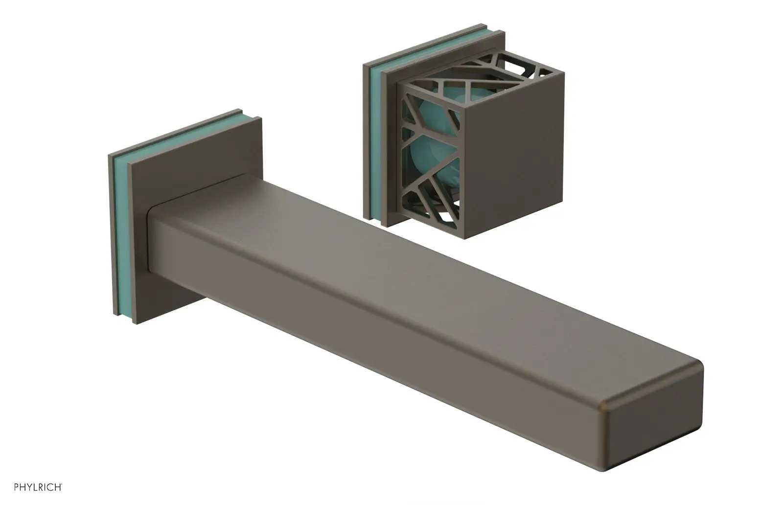 Phylrich JOLIE Single Handle Wall Lavatory Set - Square Handle "Turquoise" Accents by Phylrich